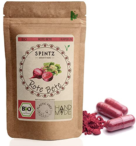 SPINTZ Bio Rote Beete Kapseln 360 Stück, 720 mg je Kapsel, vegan | Bio Rote Bete Pulver aus deutschem Anbau, 4.320 mg täglich, vegane HPMC-Kapselhülle, ohne Zusätze, 60 Tage Vorrat