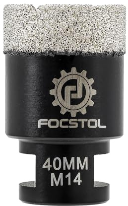 FOCSTOL Diamond Core Drill Bit - 40mm Diamond Hole Saw for Porcelain Ceramic Tile Marble Granite Quartz M14 Thread