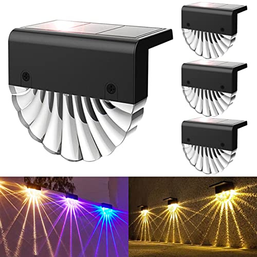 Anmossi Outdoor Solar Lights4 Pack Solar Fence Lights,Warm White/Color,IP65 Waterproof LED Wall Light for Garden,Fence,Yard,Garage,Garden