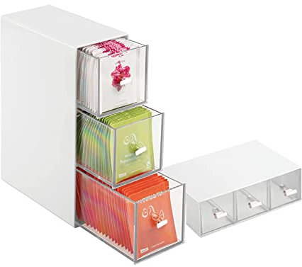 XongSyue Mobiletto Cucina con Cassetti, Scatola Porta tè e Tisane, Porta Bustine da Te, Organizzatore Trucchi, per Spezie, Tè in Bustina, Cialde Caffè, ecc