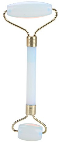 1PC Schönheits Rolle, Natürliche Jade-Rolle, Nacken-Massage Roller, Doppelkopf-Gesichts-Augen Hals Massage Gerät Gua Sha Versch Robe Werkzeug(Opal)
