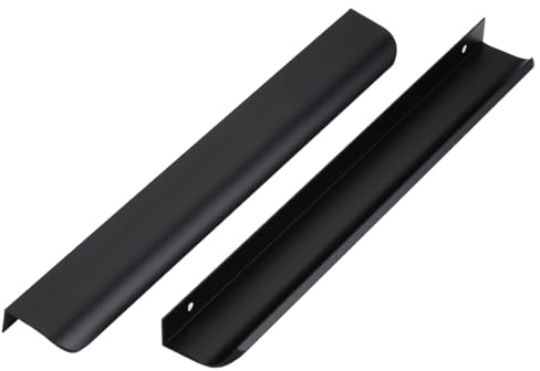 Ndjiloik 10 Stück Versteckter Türgriff Schrankgriffe Möbelgriffe Aluminiumlegierung für Kleiderschrank Tür Schubladen, Schwarz,Gesamtlänge 300MM