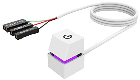 Desktop Computer Power Switch, AZMXDVP External Remote Start PC Motherboard Power On Off Switch Button 2M Extension Cable-M20W (white)