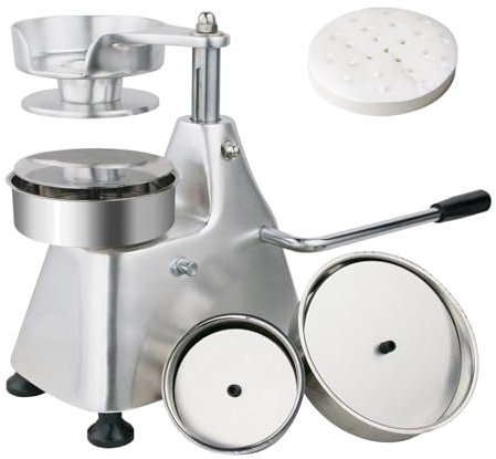 EASYROSE Commercial 3-in-1 Heavy Duty Burger Press Patty Maker – 4, 5, & 6 Stainless Steel Forming Trays – Manual Hamburger Machine with 1200 Wax Papers for Restaurants, BBQ, & Home Kitchens