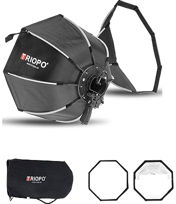 Triopo Softbox 21,6 pollici/55 cm Ombrello ottagonale Softbox fotografico per Godox V860II V860III V850II V850III TT600 TT685 TT685II YN560 III IV JY-680A, ecc. Flash Speedlite Soft Box (KS2-55)