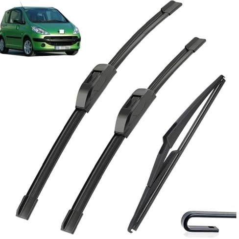 Essuie-glace de voiture compatible avec Peugeot 1007 2005-2011 Balais d'essuie-glace avant arrière en caoutchouc souple for pare-brise automatique 61 cm + 45,7 cm + 30,5 cm 2008 2009 2010 (Color : 3
