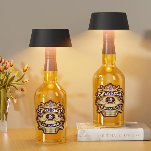 Klighten 2 Stück Led Akku Tischleuchte Dimmbare Flaschenlampe 3000K, IP54 Tischlampe flaschenlicht für Außen/Innen, flaschenleuchte Kabellose Touch Mit USB-C für Restaurant/Bar, 5000mA, 3W, Schwarz