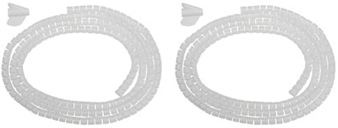 White - 2m - Cable Tidy - Spiral Cable Wrap - Includes Fitting Tool - Cable Management for PC, TV Wires at Home or Office - Car Cable Tidy (Pack of 2)