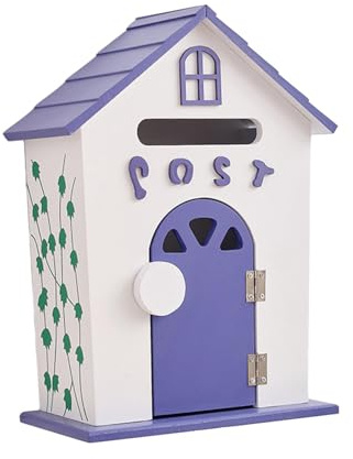 rockible Cassetta postale per montaggio a parete Cassetta postale in legno da giardino Scatola da esterno decorativa Cassetta delle lettere rustica robusta da, viola