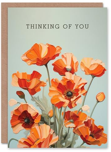 Artery8 Sympathy Greeting Card Thinking of You Poppies Bouquet Poppy Flowers For Her