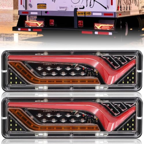 Ygmylandbb Feux arrière remorque & camion LED, clignotant défilant séquentiel, 5 fonctions en 1 (clignotant, stationnement, marche arrière, frein, position) 12V (V wind 12V)