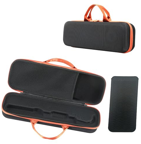 NUHFUFA Harte Tragetasche für Airstrait HT01 Haartrockner, Glätteisen, mit Silikon-Isoliermatte, tragbare Reiseaufbewahrung, stoßfest, wasserdicht, Eva-Schutztasche für Zuhause, Urlaub (schwarz)