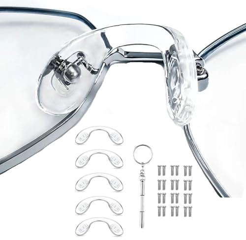 5 Stück Brillen-Nasenpads, U-förmige Brillen-Nasenpads, einschraubbare Brillen-Nasenstücke, weiches Silikon-Nasenpad für Brillen, Sonnenbrillen, Größe L