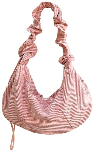 CXINLky Corduroy Umhängetasche mit Kordelzug, Großer Kapazität Hobo Half Moon Cord Tasche, Crossbody Schultertasche Tragbare Halfmoon Bag Tasche für Frauen Täglich Lässige