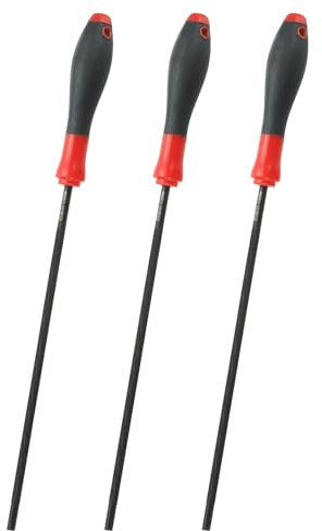 sourcing map 3 limas de afilar cadena de motosierra, 13/64 pulgadas (5,2 mm) afilador de motosierra redonda de acero negro con mango de plástico para motosierra