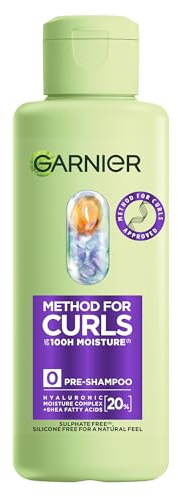 Garnier Method For Curls Moisture Pre-Shampoo, up to 7 days of moisture & curl definition. Designed, tested & approved on all curl types, incl. Type 4 curls & coils. Silicone free, Vegan Formula,150ml
