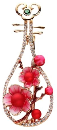 Épinglette en émail guitare en forme de guitare - Épinglettes à la mode, magnifique porte-badge chinois Pipa pour sac à dos, chemise, veste, chapeau