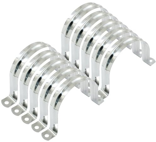 Moicstiy 10 Pack M75 starres Rohrband, 3 Zoll Edelstahl Zweiloch-Kabelband, U-Halterung, Rohrklemme zur Befestigung von Rohr, Kabel, Rohr (Silber, 75 mm)