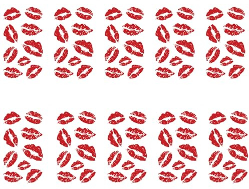 Bacio mark tatuaggi temporanei 10 fogli impermeabili di bacio duraturi bacio trasferimento acqua trasferimento rosso tatuaggio temporaneo, tatuaggio falso del corpo per San Valentino, Halloween, tatu