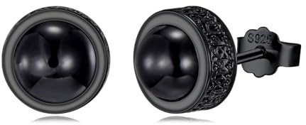 PARYFO Wikinger Ohrstecker für Männer Damen 925 Sterling Silber | Schwarzer Ohrstecker mit Edelstein Türkis/Opal/Onyx/Abalone/Malachit/Lapislazuli Ohrringe Wikinger Schmuck für Herren Damen