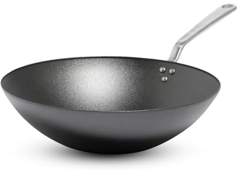Made in Cookware - 13 Seasoned Carbon Steel Wok - Professional Cookware - Crafted in Sweden - Induction Compatible