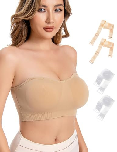 EOAMGO Bandeau BH, Trägerloser BH Damen Nahtlos Ohne Träger, Bandeau Top, Push Up Trägerlos (DE/NL/SE/PL, Alphanumerisch, M, Regular, Regular, Farbe)