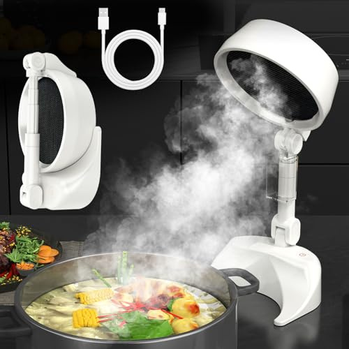 Yiwsnust Portable Range Hood, USB Desktop Exhaust Fan with 3 Speed, Removable and Washable Filter, Wireless Desktop Kitchen Range Hood for Indoor BBQ,Hot Pot,Adjustable Height,Extractor Hood