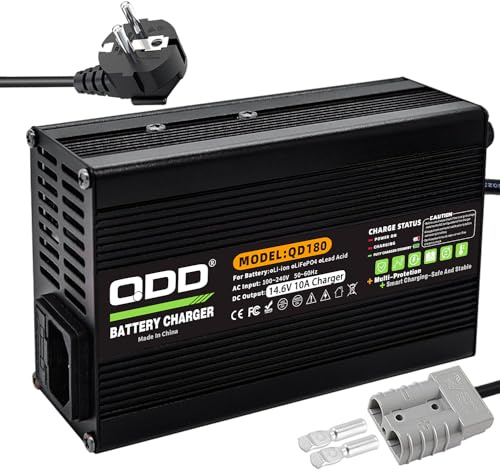 DD 12V(12,8V) 10A Batterieladegerät 14,6V AC-DC LiFePO4 Lithium-Batterie-Ladegerät mit Anderson-Anschluss für Deep-Cycle-Akkus von Auto, LKW, Boot, WoMo