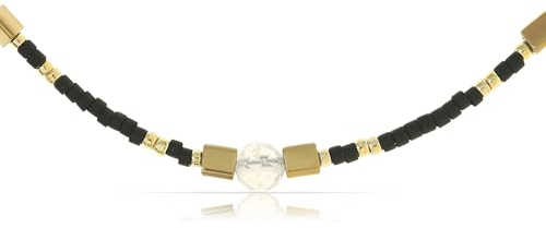 Tillverkad av Nami pärlhalsband, dam, färgglad, 40 + 5 cm, pärlhalsband för kvinnor med ädelsten, boho-smycken, vattentätt och allergivänligt, sommarsmycke, Anpassbar, Rostfritt stål, Amazonit