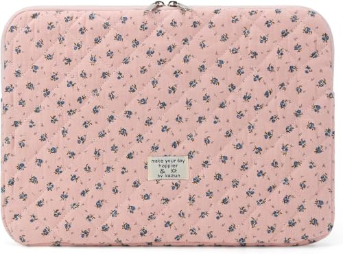 RuiDay Housse Ordinateur 15-15.6 Pouces, Pochette Ordinateur Portable Matelassée Motif Floral, Compatible avec MacBook Air 15/Pro 15/Pro 16 M5 M4 M3 M2 M1