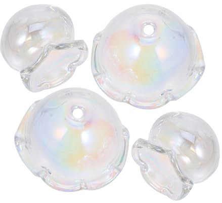 Gadpiparty 4stücke Glasblumenperlen Mit Löchern Klare Quallenperlen Hohle Glasperlen Zum Angeln Kappen Für Blumenperlen Glasglöckchenperlen Für Schmuckherstellung DIY-bastelarbeiten Armband h