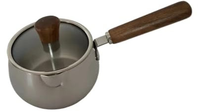 Cazo De Leche 1 Uds olla de leche de acero inoxidable leche caliente Mini olla Ideal for cocinar y servir en casa Para Hervir La Leche(Dark brown 850ML)