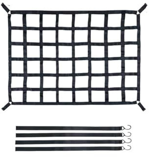 Barras de Techo Red De Carga para Techo De Maletero De Coche, Malla Extensible para Camión, Remolque, Redes para Equipaje con 4 Cinturones Fijos Portaequipajes Barras(S)