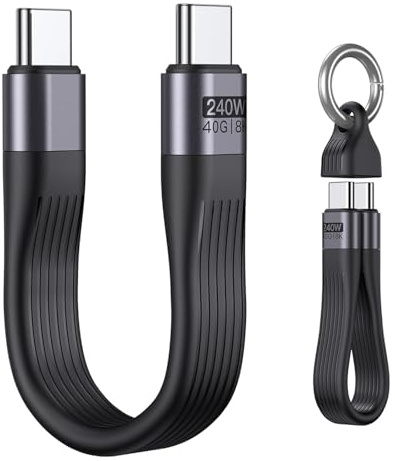 VAFOTON 240W USB C Kabel Kurz/USB C auf USB C Kabel Kurz 13cm/USB4.0 PD3.1 Schnellladekabel, 40Gbps Datenübertragung, 8K 60Hz Videoübertragung, Thunderbolt 3/4 for 1Phone16/15, MaBook/1Pad, Samsung,VR