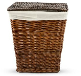 HERSIG - Cesto Ropa Sucia - Cesta Ropa Sucia Diseño Mimbre con Tapa - Cesto Colada con Bolsa Tela Extraíble - Diseño Resistente y Robusto - Recantular Caoba - 42x33x50cm