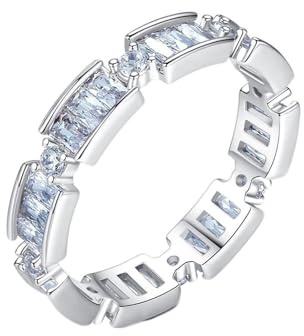 Tolldek Echter Schmuck Diamantring Weißgold 750, Moissanit Klassiker Hochzeitsring Rechteckschliff, 18K Pärchen Ringe mit Moissanit, 48 (15.3)