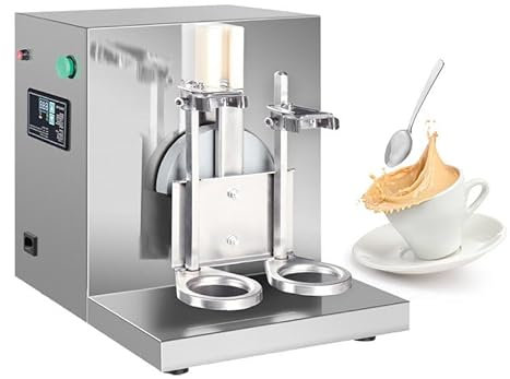 WEIMILOR Máquina automática para batir té con Leche, coctelera eléctrica de Doble Marco, 400 RPM, Acero Inoxidable y Dos Tazas para té de Burbujas, Boba, Zumo, café, Leche y Vino.