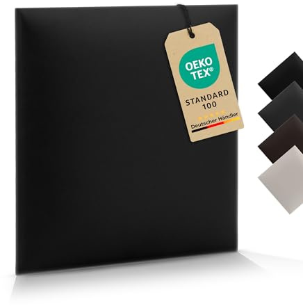 VELUYA Wandkissen Wandpolster Quadrat – Öko-Leder, Polsterpaneele 40 x 40 cm, Polsterplatte, Oeko-TEX, Made in EU, Schwarz S01