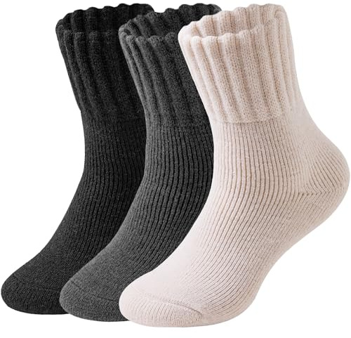 Wamicu Chaussettes Chaudes Femme Grosses Chaussettes d'Hiver Thermiques et Épaisses Tricotées pour Boots 3 Paires, pour Les Cadeaux, EU 37-42