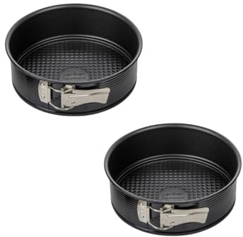 Zenker 9337850 Lot de 2 Moules charnière 20 cm, moule à manqué, moule gâteau 20 cm, moules à pâtisserie, moule rond, moule à gâteaux rond, Acier, Noir, 20,5 x 20,5 x 6,5 cm