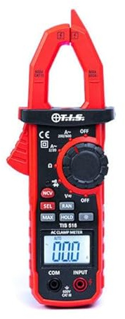 Digital Clamp Meter, TIS518 600A AC/DC, LCD Display, CAT III 600V, with Test Leads and Case