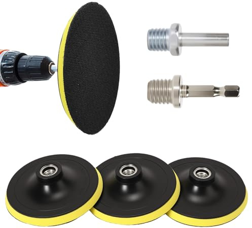 Haliya Schleifteller 125mm Klett M14 Set, 3pcs Hochwertiger Klett Schleifteller 125 Klett mit Sechskantschaft & Rundschaft, Polierteller 125mm Klett für Exzenterschleifer