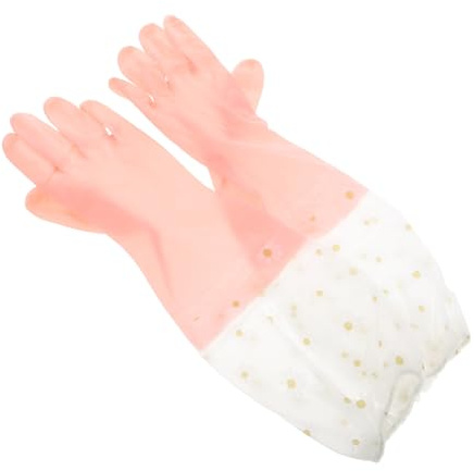 LALADEFIEE 2 Pairs Reusable Non-slip Rubber Dishwashing Gloves for Household Cleaning Kitchen Gloves with Grip for Washing Dishes Vegetables and Furniture Protection