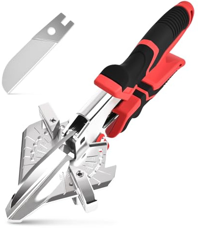 Miter Shears Multi-Angle Trim Cutter 45°-135°, Quarter Round Cutting Tool – SK5 Blade & Extra Replacement for Molding, Wood, Plastic & PVC