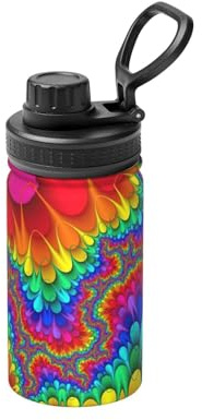 Rainbow Tie Dye-Red Print 12 Oz Insulated Double Walled Stainless Steel Metal Water Bottle for Cold Hot Drink