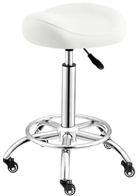 Sadelpall med hjul, vridbar justerbar rullstol PU-läder sadelstol, lämplig for salonger och massagesalonger(Color-2)