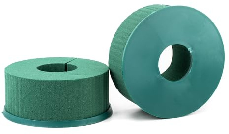 Våt skumkrans 10 cm med ringformad plastunderlägg 2 stycken – för professionella blomster och hobbyhantverkare – färska blommor sticksvampring – blomstickmassa – blomtillbehör och blomblombehov