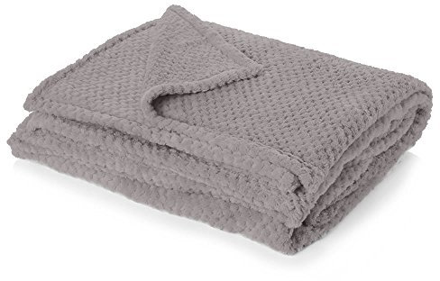 Dreamscene Fleece Blanket for Sofa Bed, Soft Cosy Warm Honeycomb Waffle Fluffy Blanket for Beds Double Bed Throw Lightweight Faux Fur Throw, Charcoal Grey - 150 x 200cm
