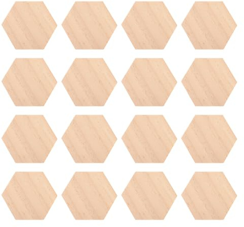 Healifty 25 Stück unlackierte Holzausschnitte, sechseckige Form, Holzscheiben, blanko Namensschilder mit Loch, Geschenkanhänger für Party, Hochzeit, Heimdekoration (9 cm)