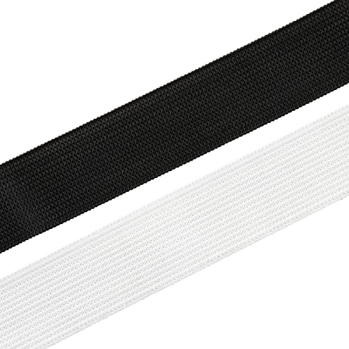 Realm Flat Elastic Band Black & White Sewing Crafts DIY Stretch (1/4 inch, 3/8 inch, 1/2 inch, 1 inch) (Black, 1/4 Inch - 5m)